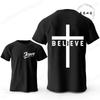 Believe Cross Jesus Creative Fashion Men's T-shirts Christian Graphic Printed Tops Female Tshirts Casual Short Sleeved T-shirt