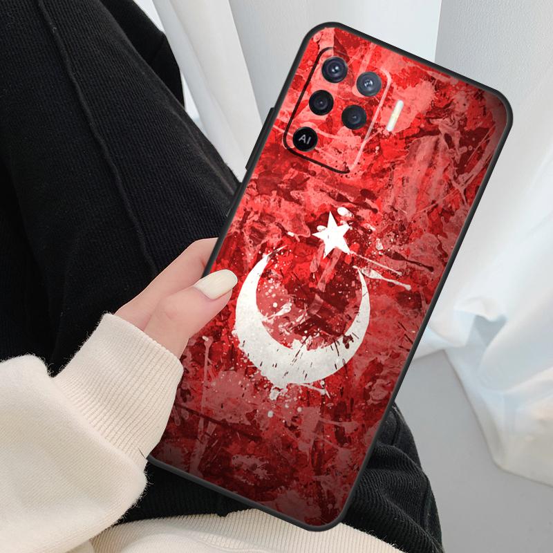 Republic of Turkey Realistic Flag Case For Oppo A96 A76 A16 A60 A98 A58 A78 A18 A38 A80 A40 A77 A57 A17 A74 A54 A94 A15 A5 Pro