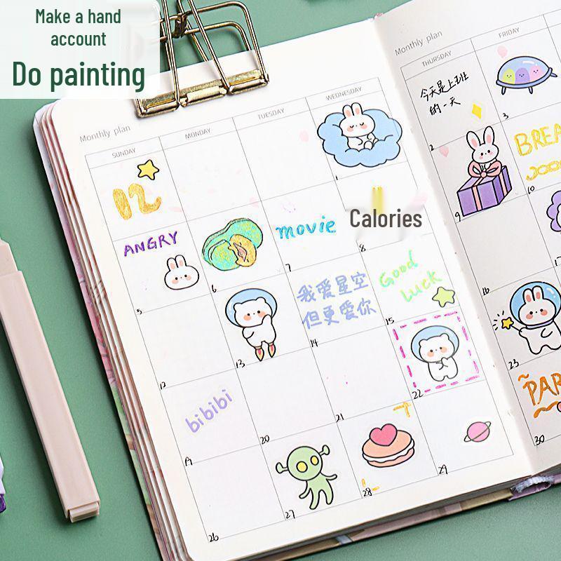 Morandi Retro Color Highlighter Marker Set - Macaron Notebook Pen for Key Points & Wax Seal