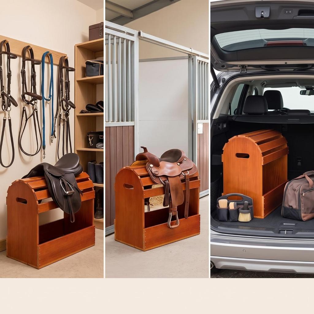 Wooden Saddle Rack Sturdy Horse Stand Space-Saving for Barns