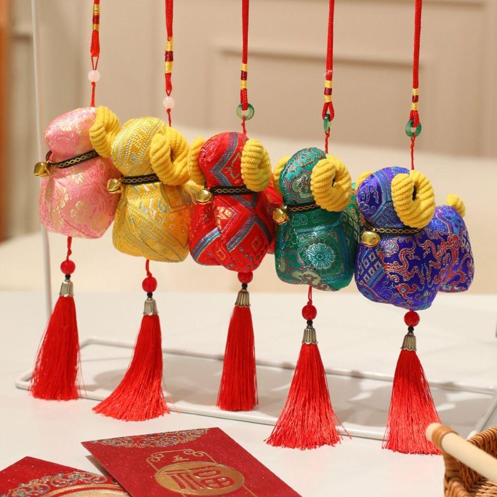 Zodiac Sheep Key Pendant Chinese Style Plush Toy Ornament Sheep Plush Doll New Year Use