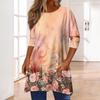 3/4-ermetopper for kvinner T-skjorte Casual Print Topper T-skjorte Rund hals Pullover Bluse