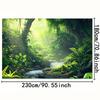 2D Misty Rainforest Waterfall Backdrop with Sunlight Photography Background
