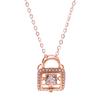 Exquisite Pure Russian 585 Purple Gold Luxury Flash Diamond Opal Lock Sleeve Chain Plated Rose Gold Lifetime Lock Love Necklace
