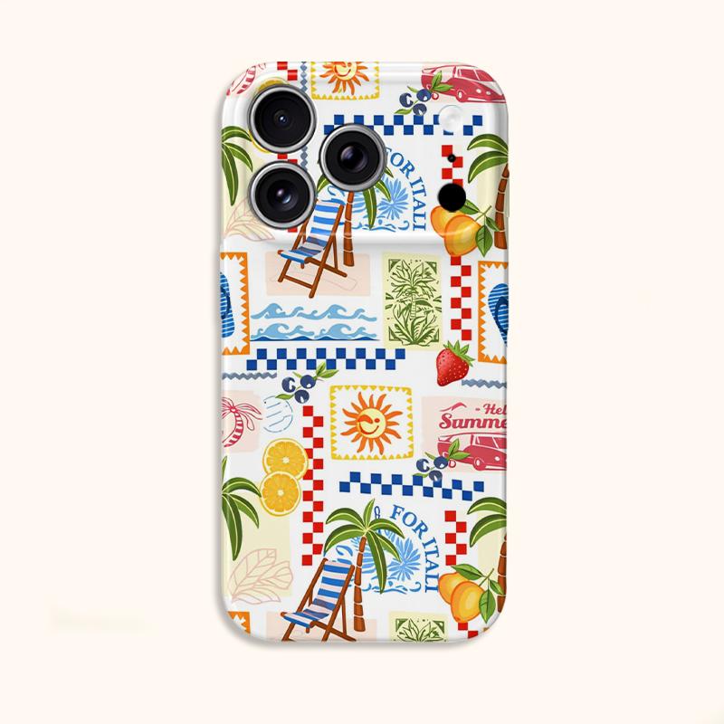 Sunbaked Retreat Summer Graphic Art Film Aesthetic Protective Shockproof Bumper Case Cover For iPhone 14 15 16 Pro Max Plus