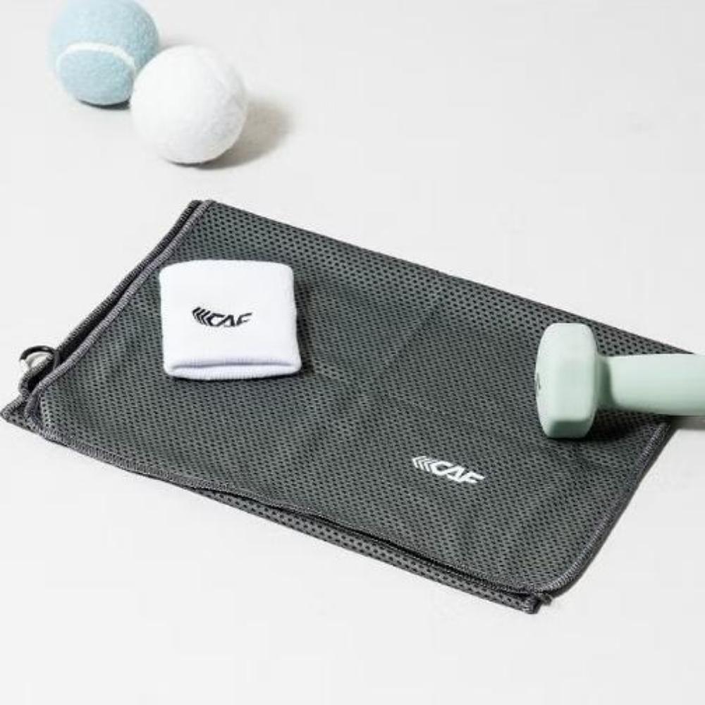 Das CAF Sporthandtuch Blau / Grau (30 x 90 cm)