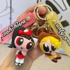 Adorable Cartoon Powerpuff Girls Silicone Keychain Cute Car Key Accessory