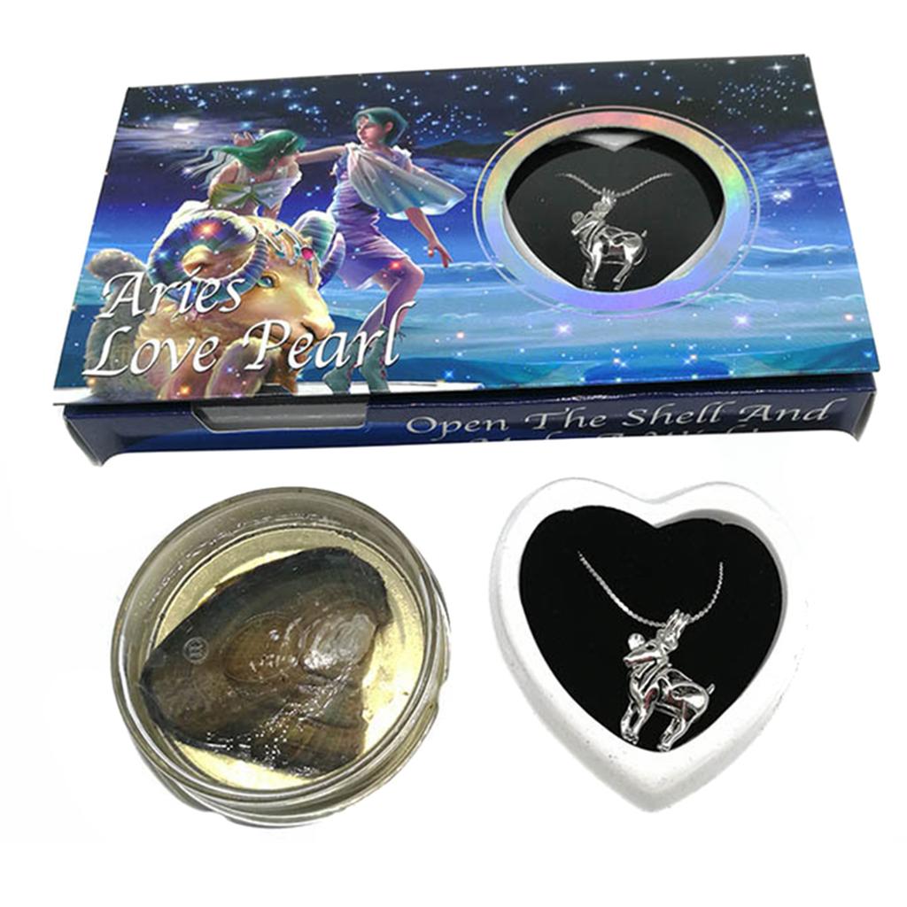 Kit Fai da Te Creazioni Perla d'Amore Zodiaco Desideri con Collana Ciondolo Conchiglia di Perla d'Acqua Dolce Scatola Regalo in Lattina per Decorazione Donna