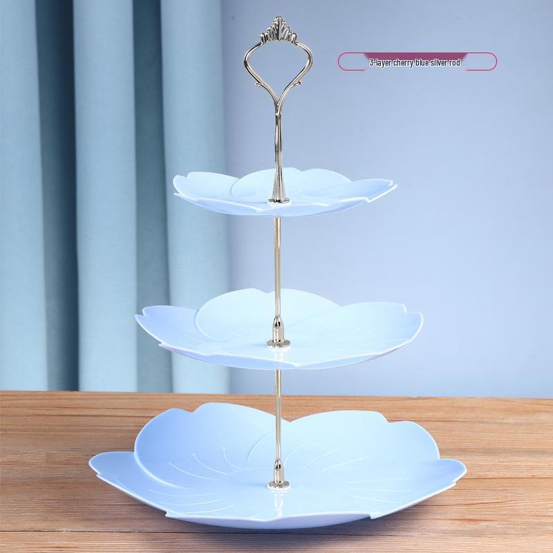 Trzypoziomowy europejski stojak na ciasto do popołudniowej herbaty - Kreatywna wielowarstwowa plastikowa taca na desery i talerz na owoce