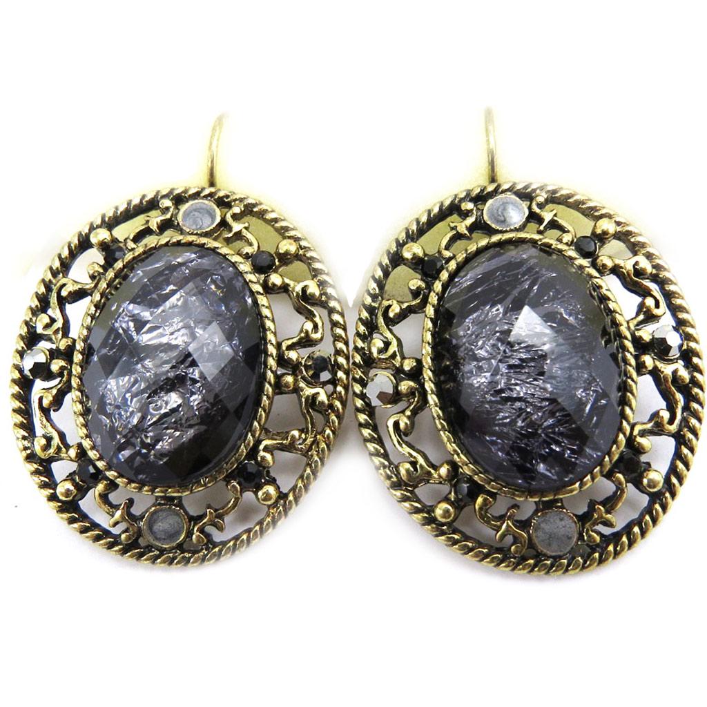 Les Trésors De Lily [G5119] - Dormeuses Créateur 'Judith' doré violet