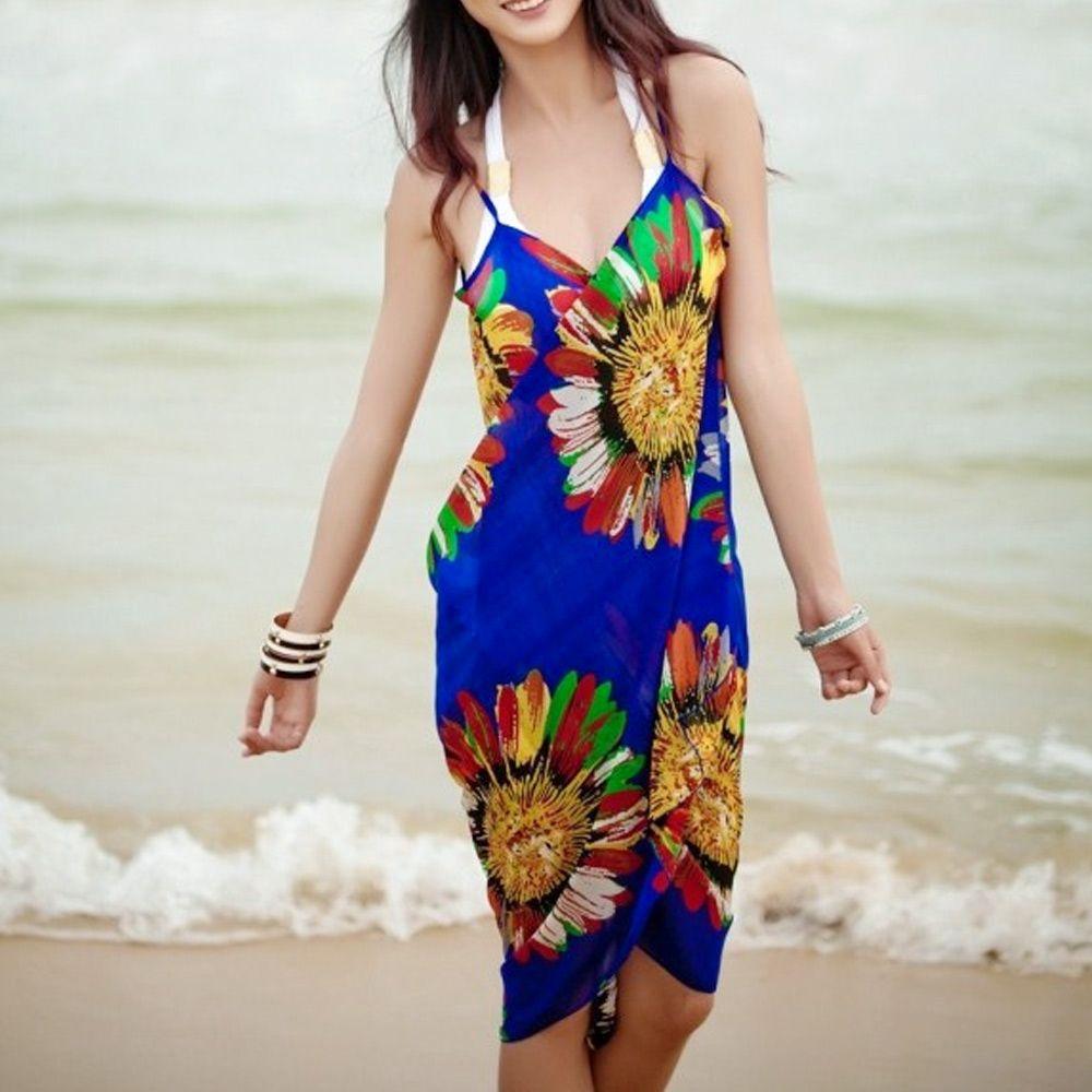 Summer Beach Suspenders Swimsuit Bikini Cover Up Swimsuit Dress Backless Skirt