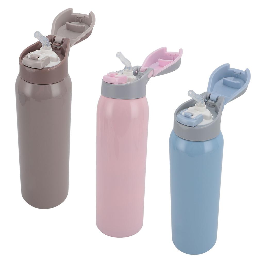 Insulated Stainless Steel Water Bottle with Gravity Ball Straw Vacuum Insulated Bottle for Elderly