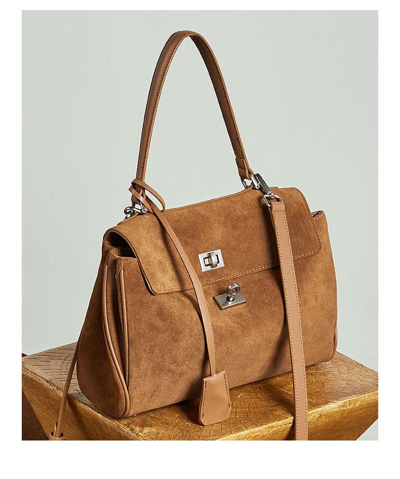 NIKI BAGS Large Capacity Autumn Winter Suede Leather Tote Bag Frosted Cowhide High-Grade Shoulder Bag for Women vintage bag