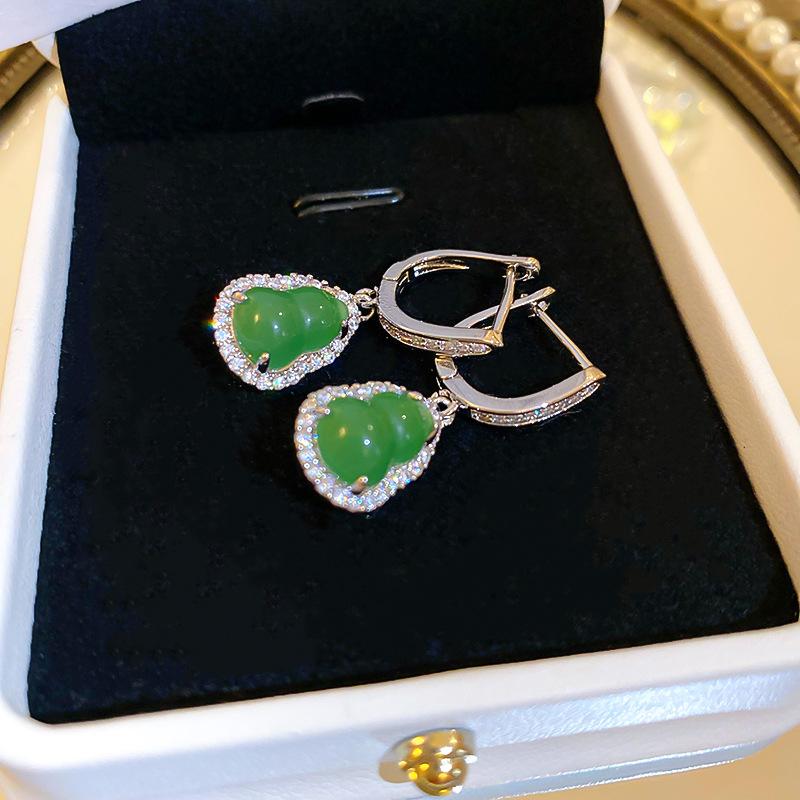 

GemChic женские серьги с зеленой тыквой и циркониевой пряжкой в ​​стиле ретро, ​​высококачественные модные серьги в китайском стиле, ювелирные изделия на день рождения, Рождество, подарок