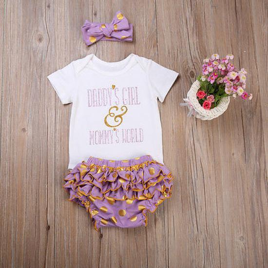 

Летний комбинезон Daddys Girl Mommy World с буквенным принтом + шорты-пачка с юбкой, наряд