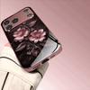 Pink Flowers Pattern Pink Metallic Tempered Glass Phone Case For iPhone 11 12 13 14 15 16 17 Pro Max 15 Plus 17 Air 16E Cover
