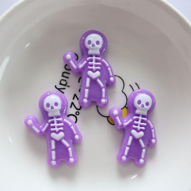 10 Pcs Cute Cartoon Halloween Ghosts, Skeletons, Pumpkins Flat Back Resin DIY Jewelry Hairpin Craft Decoration Accessorie