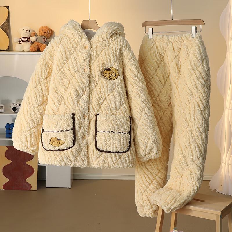 Yuzhaolin Women s Winter Plush Hooded Loungewear Set XL
