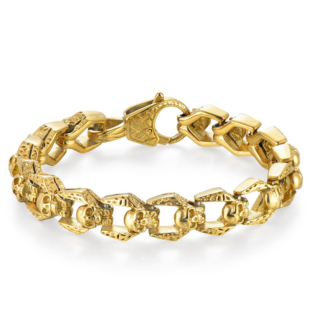 Stainless Steel Bracelet Vintage Personality Punk Skull Bracelet Hip Hop Rock Men's Bracelet