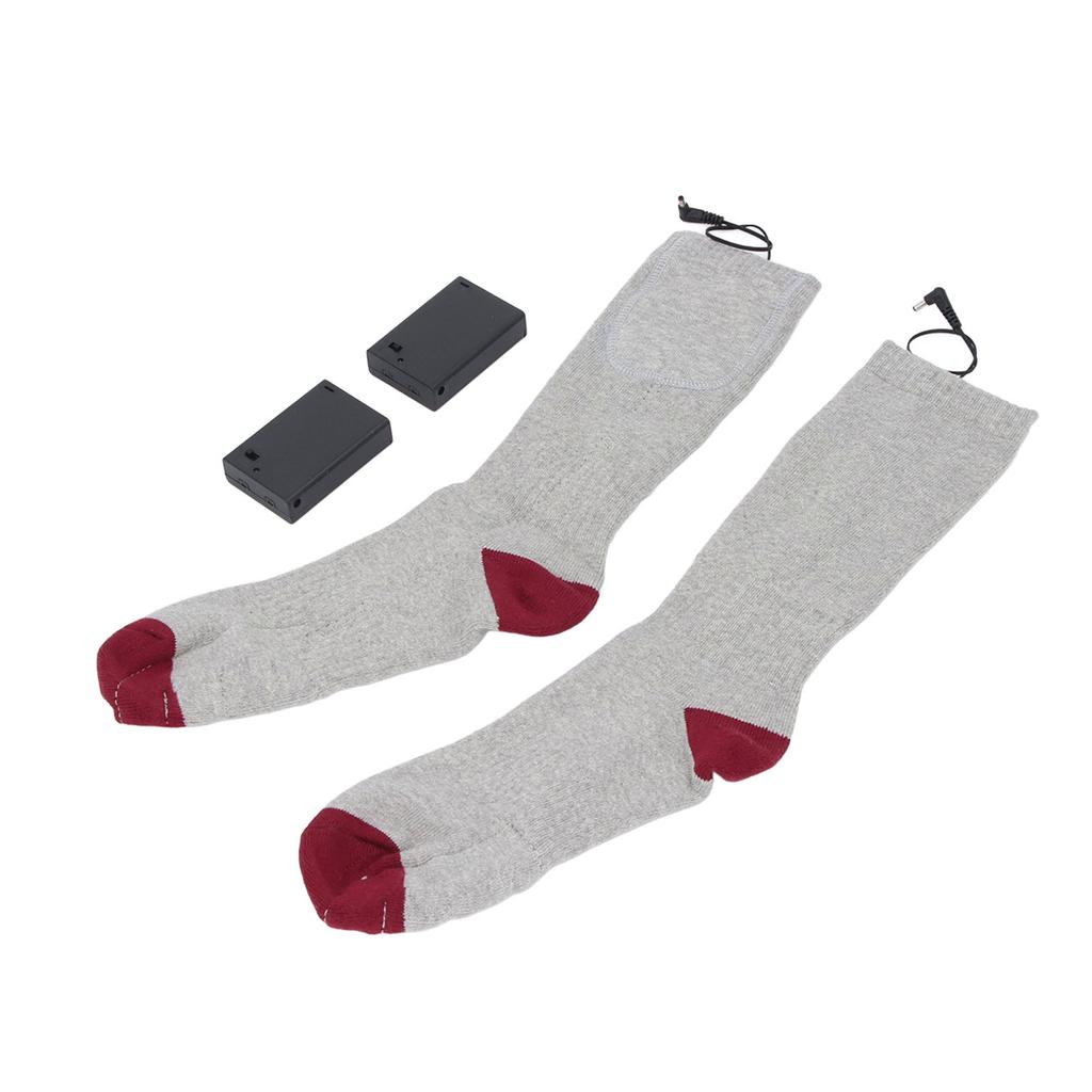 Electric Heated Socks Battery Operated Comfortable Cotton Socks for Winter Travel Camping Cycling Skiing Hiking One Size