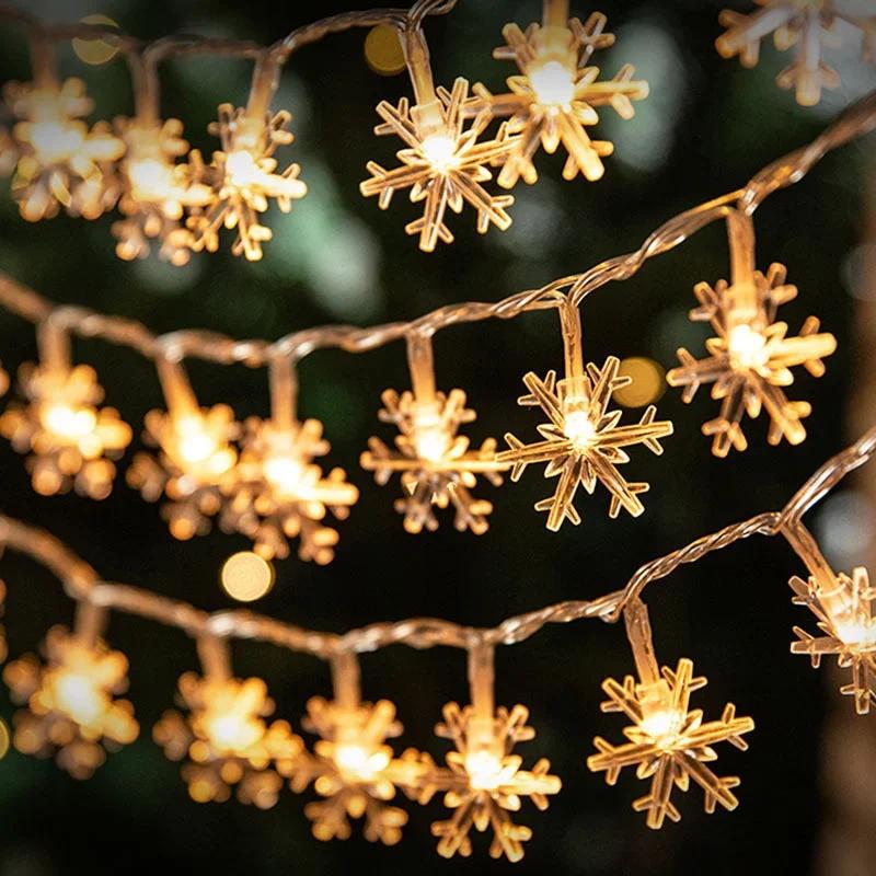 Christmas Lights Fairy Lights Snowflake String Light Battery Operated Snowflake for Bedroom Garden Wedding Birthday Decoration
