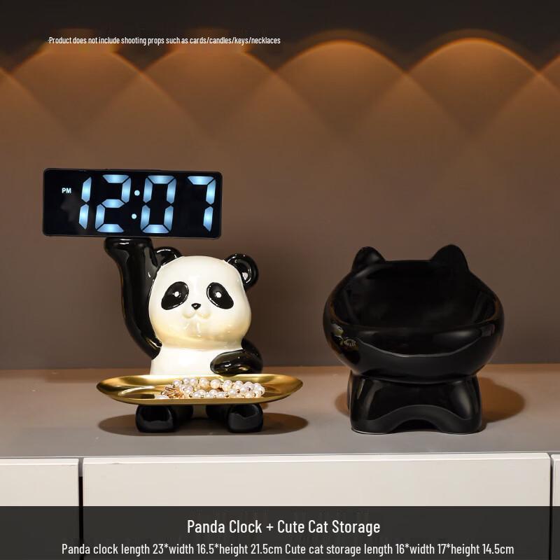 

Panda Entryway Organizer with Clock & Storage