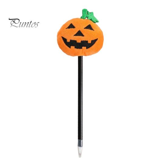 Ergonomic Ballpoint Pen Halloween Pumpkin Gel Ink Pen, 0.7mm Rollerball with Plush Pumpkin, Marker Novelty Black for Party Favors, Gift Supplies