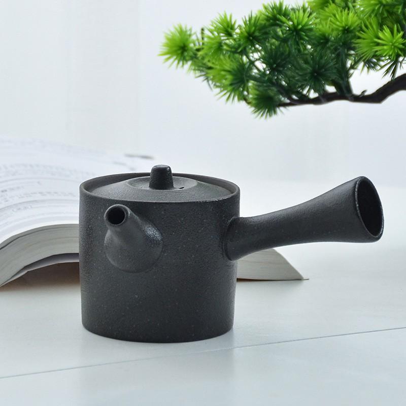175ml Japanese Style Ceramic Side Handle Teapot Black Pottery Kung Fu Tea Set