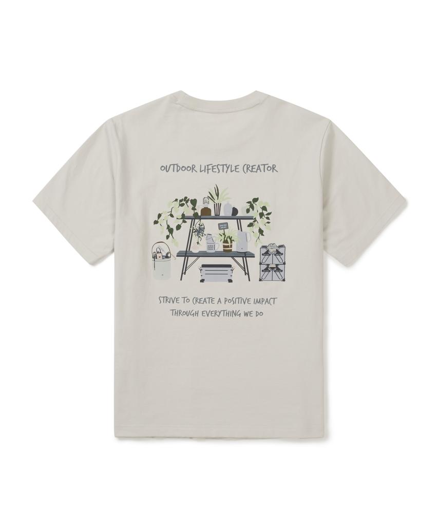 SNOWPEAK APPAREL Cotton Botanic Graphic Short Sleeve T-Shirt (S26Mufts60) Light Beige