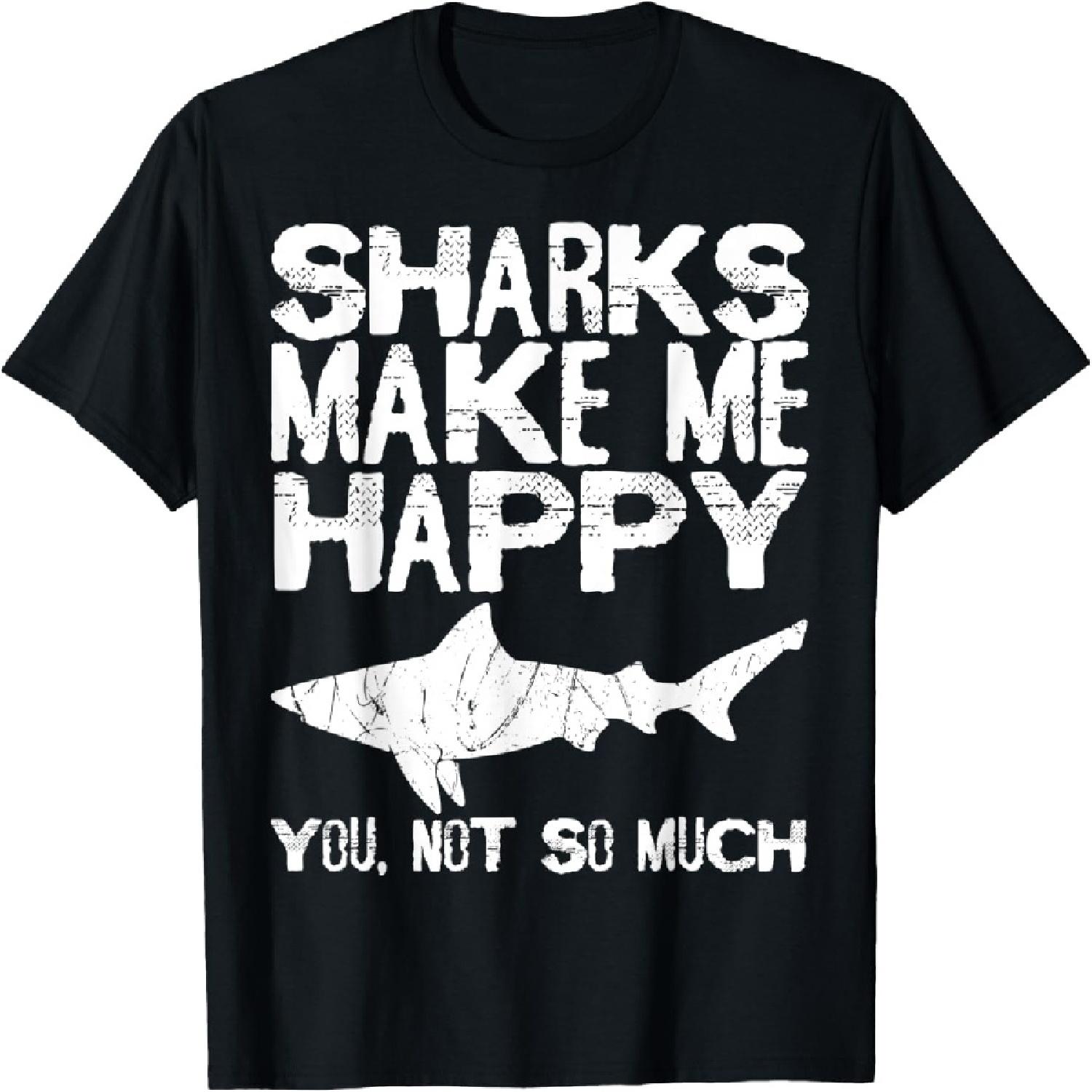 

Great White Shark Makes Me Happy Largest Predator Mackerel T-Shirt XXXXXL різнокольоровий