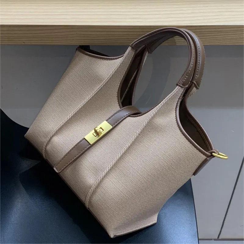 Women's Vegetable Basket Standard Cloth Bag Large Capacity Niche Design PU Sub-mother Bucket Bag