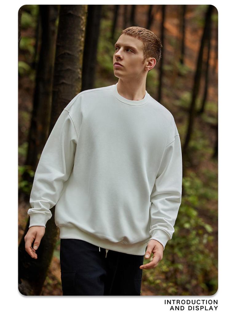 2024 Autumn/Winter Men's High-Quality 450G Terry Crewneck Sweater - Fashionable and Loose Fit