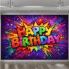 Colorful Graffiti Birthday Themed Banner Decoration Background Children's Birthday Party Home Decoration Photography Backdrop