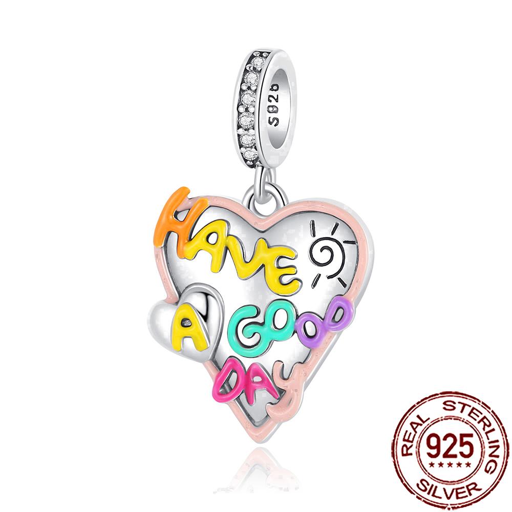 New Charms Copper Sparkling Mum Mother Family Love Heart Beads Fit Original Bracelet Necklace Diy Jewelry