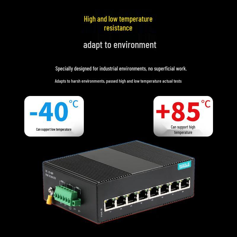 HAILE Industrial 8-Port Fast Ethernet DIN-Rail Switch