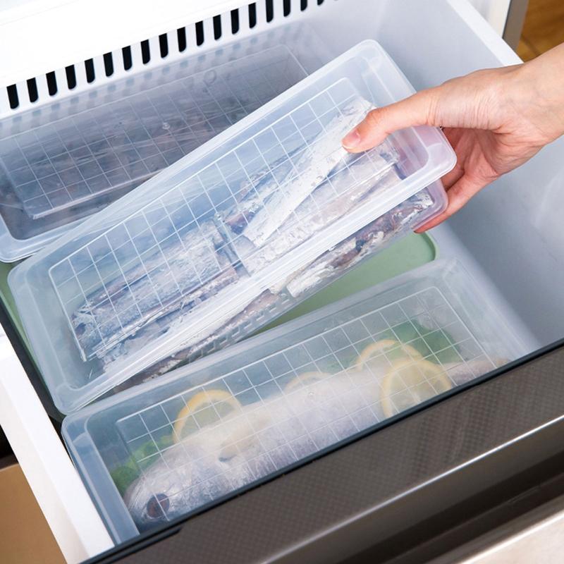 Stackable Fruit Storage Containers for Fridge Removable Drain Tray Containers with Drain Tray Keep  for Veggie