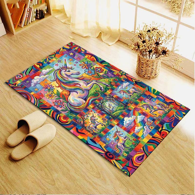 2025 New Unicorn Animal Carpet Rug for Living Room Bedroom Home Sofa Decoration,Kids play Non-slip Floor Mat129