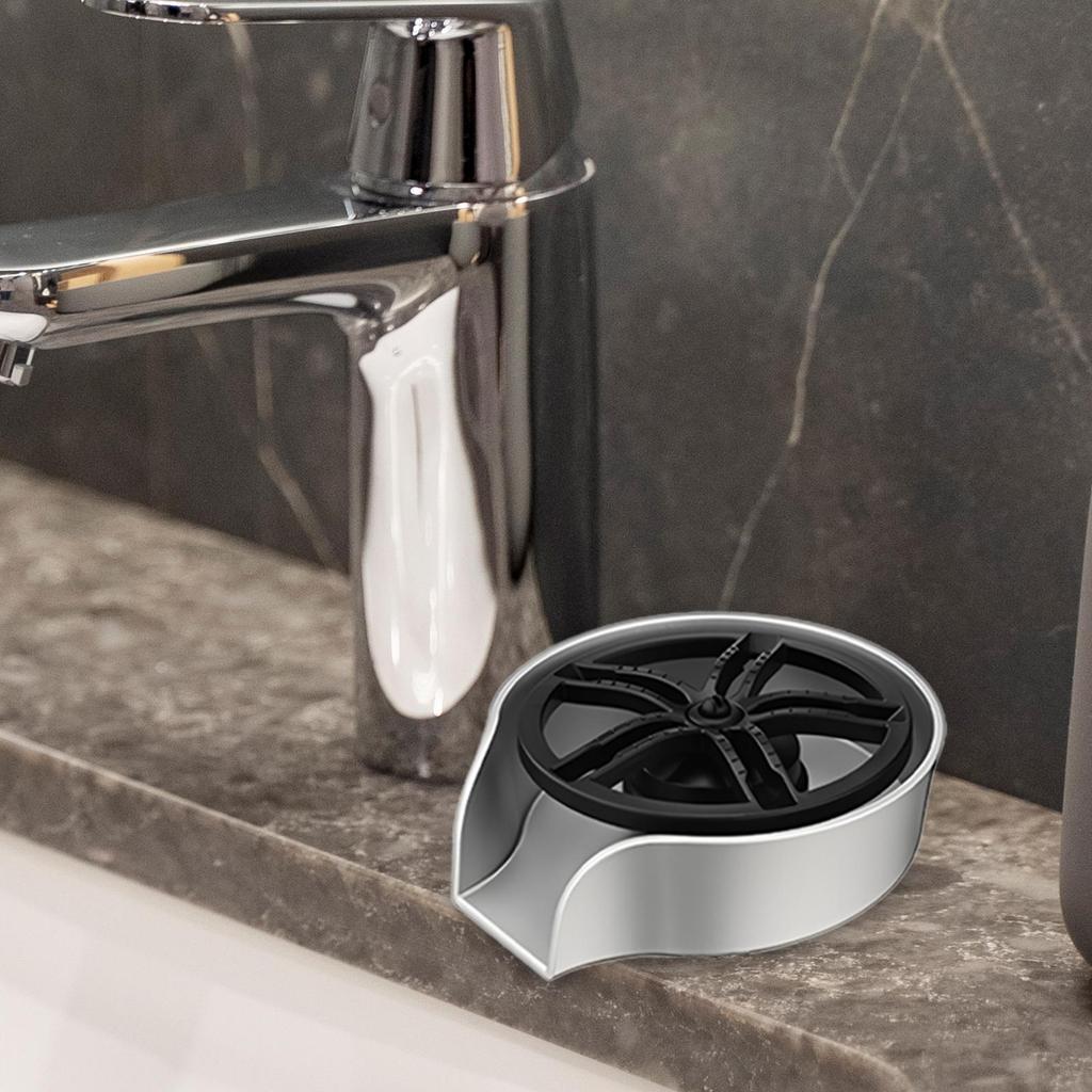 Glass Cup Rinser Bar Accessories Kitchen Sink for Coffee Shop Restaurant Argent