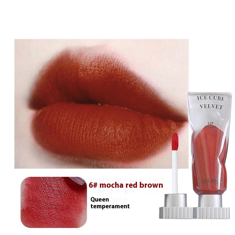 Transparent Pigment Ice Velvet Lip Glaze Matte Lipstick Long-Lasting Pure Color Non-Stick Cup Formula