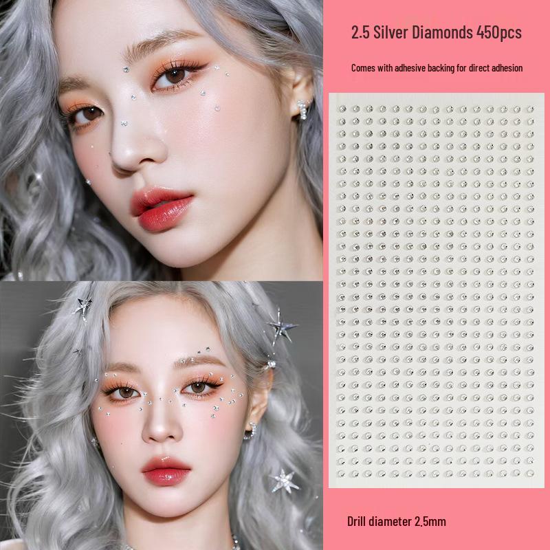 Blue Star Diamond Face Stickers: Adhesive Rhinestone Designs for Tear Eye Makeup, Perfect for Music Festivals.