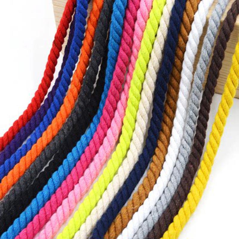 Meetee 10 Metre 5/8/10/12/20mm Renkli Pamuk Halat Üç telli Bükülmüş Makrome Kordon Ev Dekorasyon Halat Dikiş