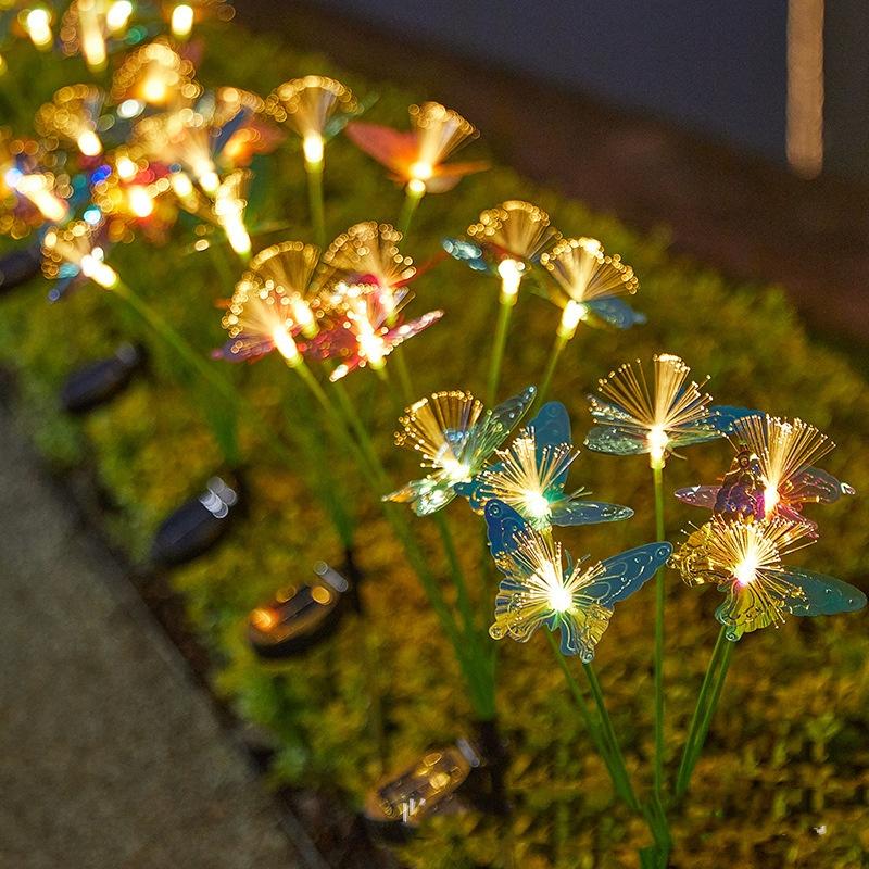 Butterfly/Flower Solar Lights Outdoor Decor Smart Sensor with Auto Brightness, Garden Path Patio Lighting, Perfect Holiday Gift