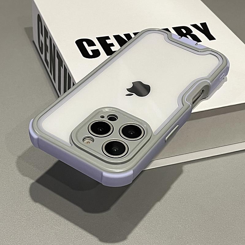 Heavy Duty Hybrid Bumper Armor Clear Case for iPhone 16 15 14 Plus 13 12 11 Pro Max Shockproof Hit Color Durable Cover