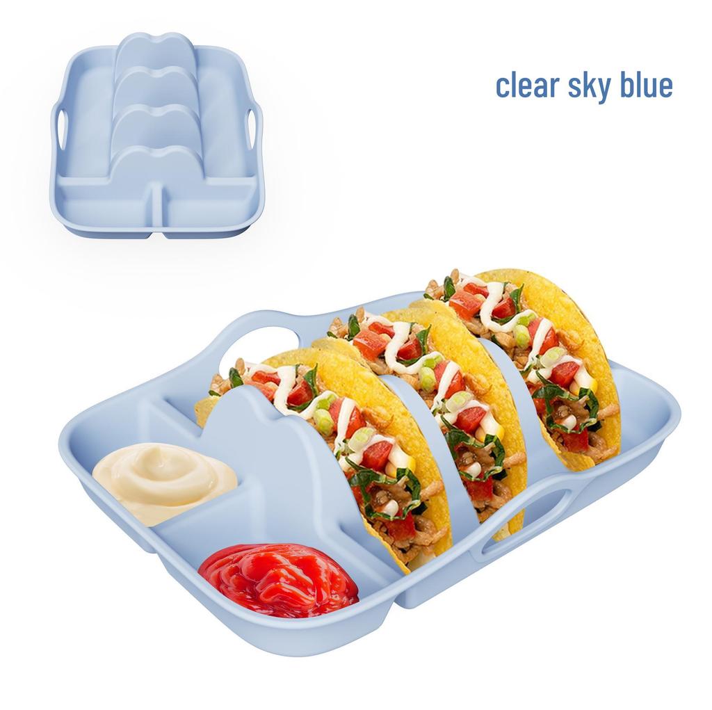 Silicone Taco Plate Holder with Dividers for Burritos and Tortillas