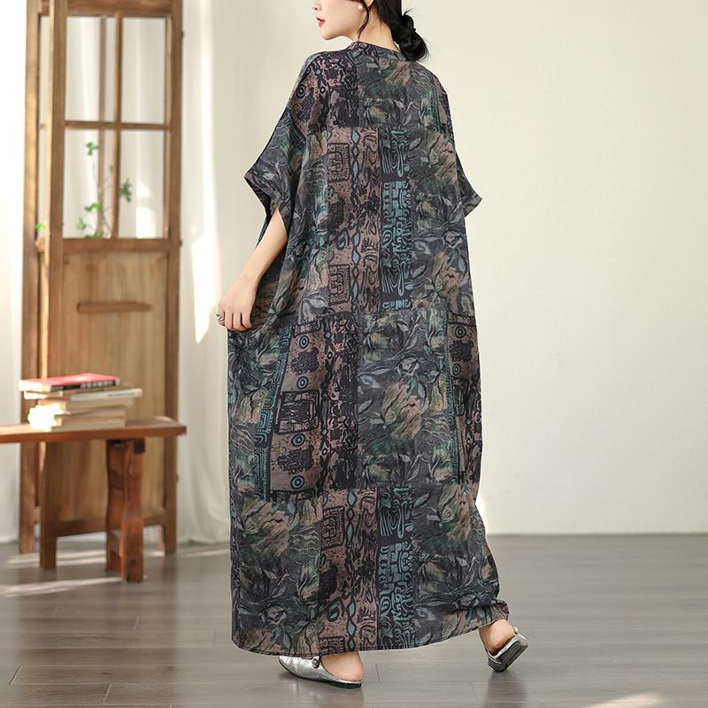 DIMANAF New 2026 Women Plus Size Spring Summer Beach Long Dress Loose Oversize Maxi Floral Print Vintage
