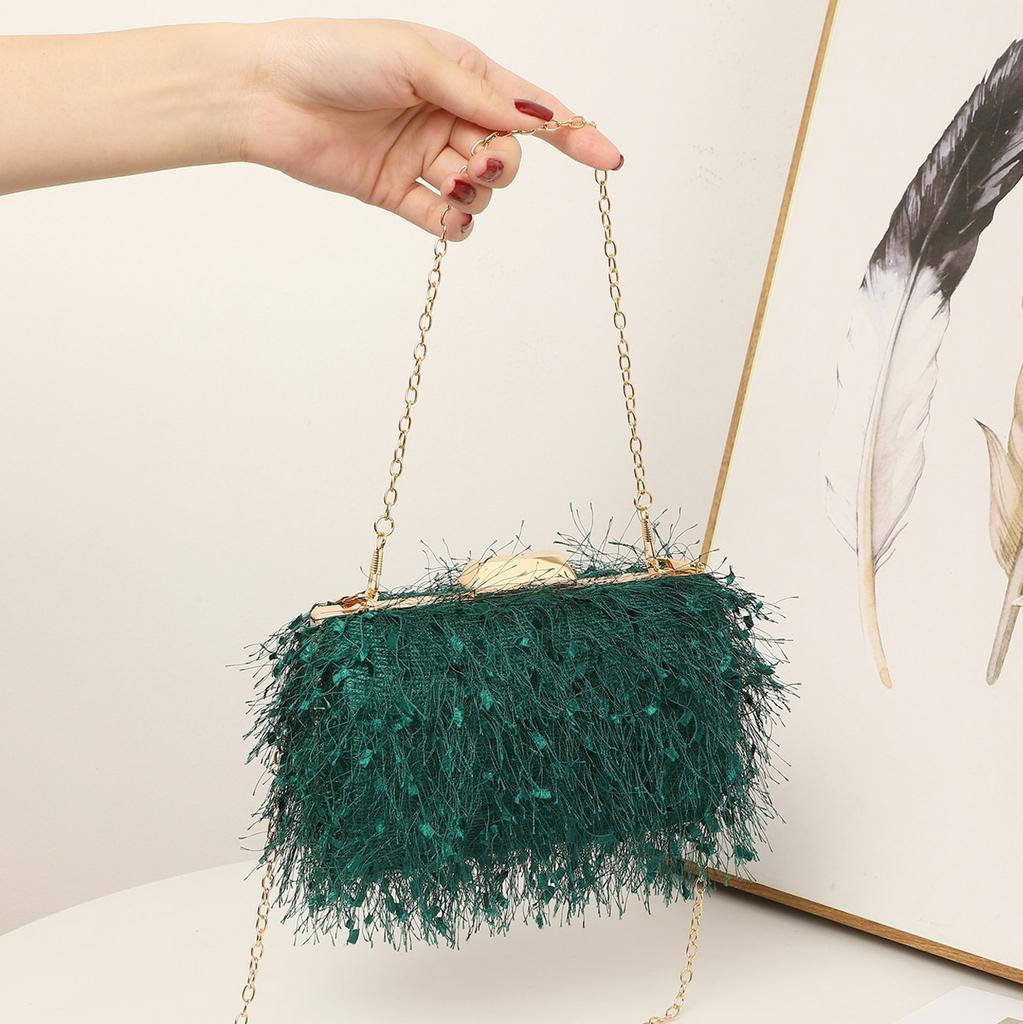 Women's luxury designer evening bag  tassel  shoulder  crossbody  clutch  wedding party  square bags  chain bag