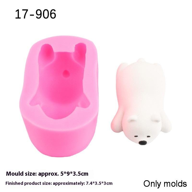 1 Piece Bear Silicone Candle Molds Mini 3D Polar Bear Candle Mold Cake Decoration DIY Handmade Fondant Clay Chocolate Mold
