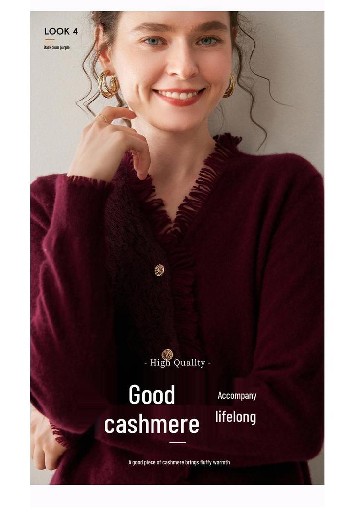 European & American Fashion Cashmere Women's Solid Color Knit Cardigan with Tassels - Loose & Slimming Single-Breasted Design
