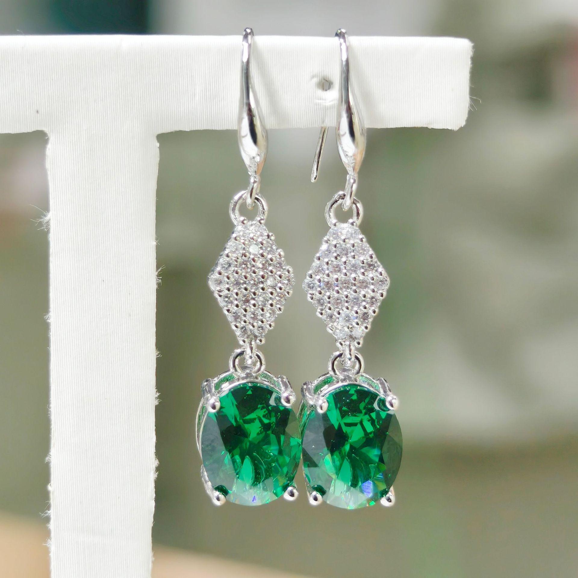 Gesen Jewelry Elegant Zirconia Oval Dangle Earrings - Sweet, Stylish & Luxurious
