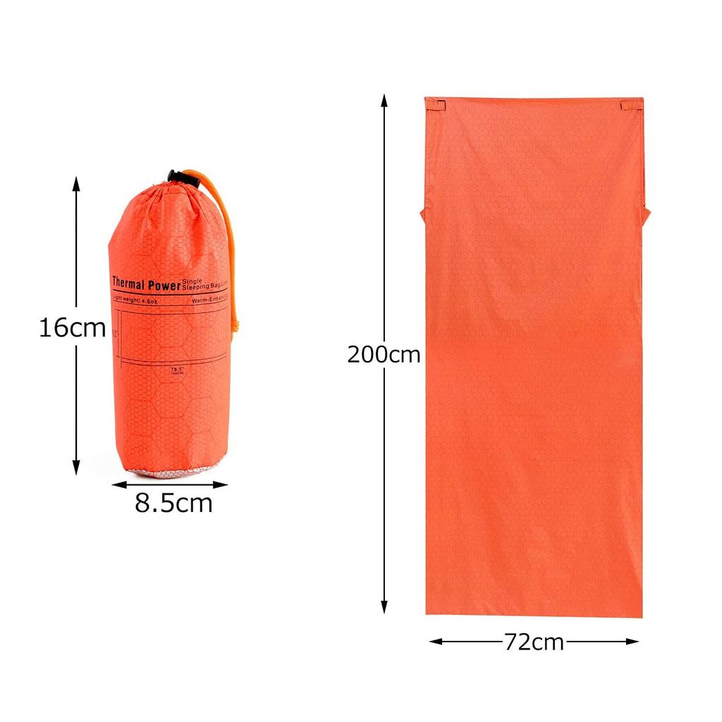 Self-heating Sleeping Bag Cover, Envelope-style, for Outdoor Camping and Hiking, Orange